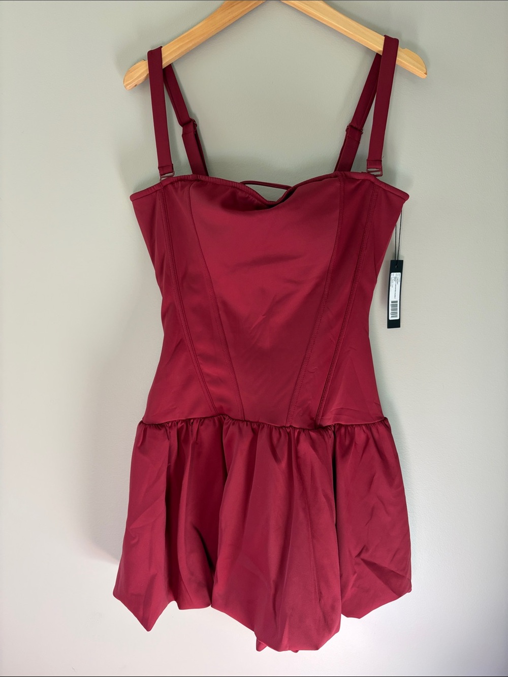 TA3 Squarey‎ Convertible Bubble Dress Corset Mini Dress Cabernet Size XL NWT